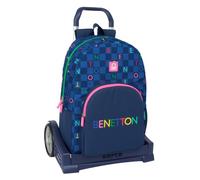 Mochila Escolar BENETTON Damero, Grande 42 cm. Con Carro EVOLUTION