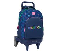 Safta BENETTON DAMERO - Mochila Grande con Ruedas, Compact Evolución, Extraíble, Ideal para Niños de Diferentes Edades, Cómoda y Versátil, Calidad y Resistencia, 33x22x45 cm