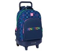 Safta Benetton DAMERO - Mochila Grande con Ruedas, Compacta, Extraíble, Ideal para Niños de Diferentes Edades, Cómoda y Versátil, Calidad y Resistencia, 33x22x45 cm