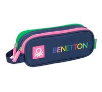 Safta Benetton DAMERO - Portatodo Doble Niño, Estuche Infantil, Estuche Niño, Ideal para Niños en Edad Escolar, Cómodo y Versátil, Calidad y Resistencia, 21x6x8 cm