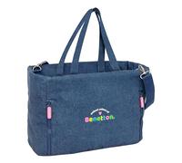 Safta BENETTON DENIM - Bolso para Portátil 14.1'' con Bolsillo, Mochila, Ideal para Niños de Diferentes Edades, Cómodo y Versátil, Calidad y Resistencia, 54x17x31 cm, Color Vaquera