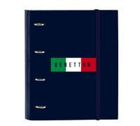 Safta BENETTON FLAG - Carpeta 4 Anillas de 35 cm con 100 Hojas A4, Ideal para Niños de Diferentes Edades, Cómoda y Versátil, Calidad y Resistencia, 27x3.5x32 cm