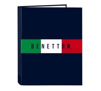 Safta BENETTON FLAG - Carpeta con Folios 4 Anillas, Ideal para Niños de Diferentes Edades, Cómoda y Versátil, Calidad y Resistencia, 26.5x33 cm