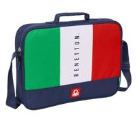 Safta M385 612506385, Benetton Flag-Cartera Extraescolares, Maletín Portatodo, Bandolera, Cómoda y Versátil, Calidad y Resistencia, 38x6x28 cm, Color Unisex niños, Azul Marino, M