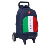 Safta BENETTON FLAG - Mochila Grande con Ruedas, Compact Evolución, Extraíble, Ideal para Niños de Diferentes Edades, Cómoda y Versátil, Calidad y Resistencia, 33x22x45 cm
