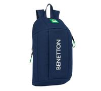 Safta Mini mochila BENETTON GREEN para niños, uso diario, cómoda y resistente, 22x10x39 cm