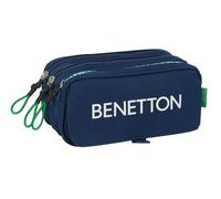 Safta BENETTON GREEN - Portatodo Triple Big, Estuche Infantil, Estuche Niño, Ideal para Niños en Edad Escolar, Cómodo y Versátil, Calidad y Resistencia, 21.5x8x10 cm