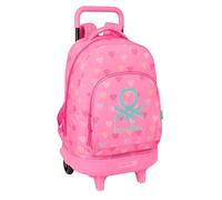 Benetton Heart - Mochila Grande con Ruedas, Compacta, Extraíble, Ideal para Niños de Diferentes Edades, Cómoda y Versátil, Calidad y Resistencia, 33x22x45 cm