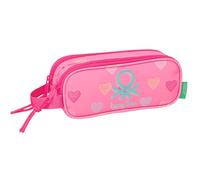 Safta BENETTON HEART - Portatodo Doble Niño, Estuche Infantil, Estuche Niño, Ideal para Niños en Edad Escolar, Cómodo y Versátil, Calidad y Resistencia, 21x6x8 cm