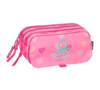 Safta BENETTON HEART - Portatodo Triple Big, Estuche Infantil, Estuche Niño, Ideal para Niños en Edad Escolar, Cómodo y Versátil, Calidad y Resistencia, 21.5x8x10 cm