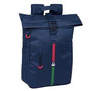 BENETTON ITALY Mochila con solapa para portátil 15,6" cómoda y resistente Azul marino 28x13x42 cm