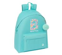 Safta BENETTON LETTER - Day Pack Infantil, Mochila Infantil, Calidad y Máxima Resistencia, Cómoda y Versátil, 33x15x42 cm, Color Verde Menta Pastel