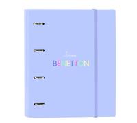 Safta BENETTON LILA - Carpeta 4 Anillas de 35 cm con 100 Hojas A4, Ideal para Niños de Diferentes Edades, Cómoda y Versátil, Calidad y Resistencia, 27x3.5x32 cm