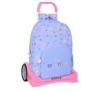 Safta BENETTON LILA - Mochila Escolar, con Carro Evolution Incluido, Ideal para Niños de Diferentes Edades, Cómoda y Versátil, Calidad y Resistencia