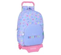 Safta BENETTON LILA - Mochila Escolar Grande con Carro 905, Ideal para Niños de Diferentes Edades, Cómoda y Versátil, Calidad y Resistencia, 32x13.5x44 cm