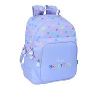 Safta BENETTON LILA - Mochila Escolar Infantil, Ideal para Niños de Diferentes Edades, Cómoda y Versátil, Calidad y Resistencia, 32x15x42 cm