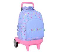 Safta BENETTON LILA - Mochila Grande con Ruedas, Compact Evolución, Extraíble, Ideal para Niños de Diferentes Edades, Cómoda y Versátil, Calidad y Resistencia, 33x22x45 cm