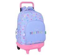 Safta Benetton Lila - Mochila Grande con Ruedas, Compacta, Extraíble, Ideal para Niños de Diferentes Edades, Cómoda y Versátil, Calidad y Resistencia, 33x22x45 cm