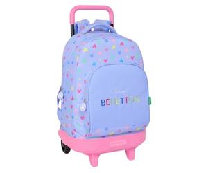 Safta Benetton Lila - Mochila Grande con Ruedas, Compacta, Extraíble, Ideal para Niños de Diferentes Edades, Cómoda y Versátil, Calidad y Resistencia, 33x22x45 cm