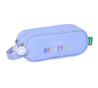 Safta Benetton Lila - Portatodo Doble Niño, Estuche Infantil, Estuche Niño, Ideal para Niños en Edad Escolar, Cómodo y Versátil, Calidad y Resistencia, 21x6x8 cm