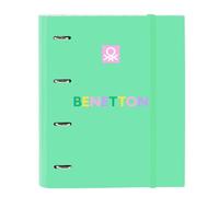 Safta BENETTON MINT - Carpeta 4 Anillas de 35 cm con 100 Hojas A4, Ideal para Niños de Diferentes Edades, Cómoda y Versátil, Calidad y Resistencia, 27x3.5x32 cm