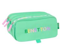 Safta Benetton Mint - Portatodo Triple Big, Estuche Infantil, Estuche Niño, Ideal para Niños en Edad Escolar, Cómodo y Versátil, Calidad y Resistencia, 21.5x8x10 cm