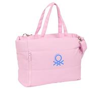 Safta BENETTON Pink - Bolso para Portátil 14.1'' con Bolsillo, Mochila, Ideal para Niños de Diferentes Edades, Cómodo y Versátil, Calidad y Resistencia, 54x17x31 cm, Color Rosa claro