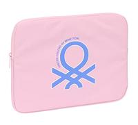 Safta BENETTON Pink - Funda para Portátil 14'', Mochila, Ideal para Niños de Diferentes Edades, Cómoda y Versátil, Calidad y Resistencia, 34x2x25 cm, Color Rosa claro