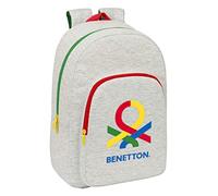 Safta BENETTON Pop - Mochila Escolar, Adaptable a Carro, Ideal para Niños de Diferentes Edades, Cómoda y Versátil, Calidad y Resistencia, Color Gris