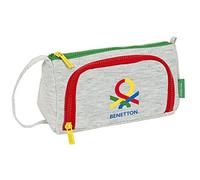 Safta BENETTON Pop - Portatodo con Bolsillo Desplegable Vacío, Estuche Infantil, Estuche Niño, Ideal para Niños de 5 a 14 Años, Cómodo y Versátil, Calidad y Resistencia, 20x8.5x11 cm, Color Gris
