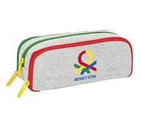 Safta Benetton Pop - Portatodo Triple Desplegable, Estuche Infantil, Estuche Niño, Ideal para Niños de 5 a 14 Años, Cómodo y Versátil, Calidad y Resistencia, 21x8x8 cm, Color Gris