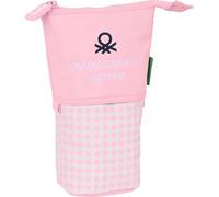 SAFTA - BENETTON Portatodo Cubilete con Bolsillo y Cremalleras - Estuche Diseño único con Licencia Oficial - Cartera porta objetos Panel plegable convertible en cubilete - Estuche diseño único y