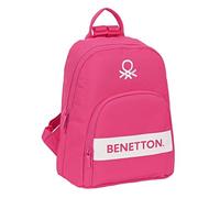 Safta BENETTON Raspberry - Mini Mochila para Uso Diario, Ideal para Niños de Diferentes Edades, Cómoda y Versátil, Calidad y Resistencia, 25x13x30 cm, Color Rosa fucsia