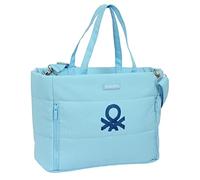 Safta BENETTON Sequins - Bolso para Portátil 14.1'' con Bolsillo, Mochila, Ideal para Niños de Diferentes Edades, Cómodo y Versátil, Calidad y Resistencia, 54x17x31 cm, Color Azul claro