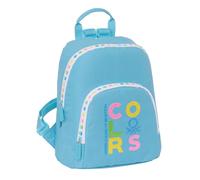 Safta BENETTON SPRING - Mini Mochila para Uso Diario, Ideal para Niños de Diferentes Edades, Cómoda y Versátil, Calidad y Resistencia, 25x13x30 cm, Color Celeste