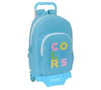 Safta BENETTON SPRING - Mochila Escolar Grande con Carro 905, Ideal para Niños de Diferentes Edades, Cómoda y Versátil, Calidad y Resistencia, 32x13.5x44 cm, Color Celeste