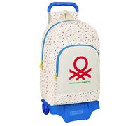 Mochila Escolar Con Carro Benetton Topitos 30 x 46 x 14 cm.