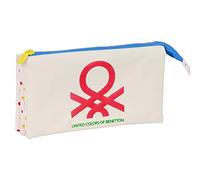 Safta Portatodo escolar BENETTON Topitos Triple acordeón 22x3x12 cm Blanco roto