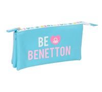 Safta Benetton Unique - Portatodo Triple, Estuche Infantil, Estuche Niño, Ideal para Niños en Edad Escolar, Cómodo y Versátil, Calidad y Resistencia, 22x3x12 cm