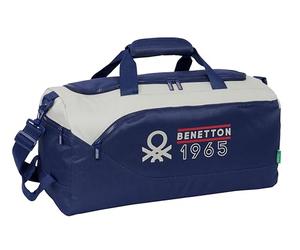 Safta BENETTON VARSITY - Bolsa de Deporte, Mochila, Ideal para Niños de Diferentes Edades, Cómoda y Versátil, Calidad y Resistencia, 50x25x25 cm, Color Azul Marino/Gris