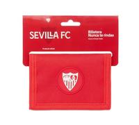 Safta | Billetera con Cabecera Sevilla FC, Licencia Oficial, Cierre con Solapa y Velcro, Varios Compartimentos Interiores, Bolsillo Monedero con Cremallera, Color Rojo, Medidas 12,5x1x9,5 cm