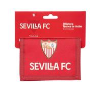 Safta | Billetera Escolar Sevilla FC, Resistente al Agua, Cierre con Solapa y Velcro, Compartimentos Interiores, Bolsillo Monedero con Cremallera, Cabecera para Colgar, Medidas 12,5x1x9,5 cm