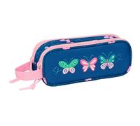 BLACKFIT8 Mariposas - Portatodo Doble Niño, Estuche Infantil, Estuche Niño, Ideal para Niños en Edad Escolar, Cómodo y Versátil, Calidad y Resistencia, 21x6x8 cm