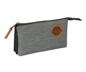 Safta BLACKFIT8 Old School - Portatodo Triple, Tejido Reciclable, Estuche Infantil, Estuche Niño, Ideal para Niños en Edad Escolar, Cómodo y Versátil, Calidad y Resistencia, 22x3x12 cm