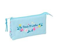 Safta BLACKFIT8 PÉTALOS - Portatodo Triple, Estuche Infantil, Estuche Niño, Ideal para Niños en Edad Escolar, Cómodo y Versátil, Calidad y Resistencia, 22x3x12 cm
