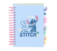 Safta | Bloc de Notas A6 Disney Stitch Stationery, Tapa Dura y Encuadernación Espiral, 80 Hojas 80 g/m², 4 Separadores Interiores, Papelería Escolar Infantil para Vuelta al Cole, Medidas 10,5x14,8 cm