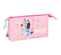 BLUEY DANCE - Portatodo Triple, Estuche Infantil, Estuche Niño, Ideal para Niños en Edad Escolar, Cómodo y Versátil, Calidad y Resistencia, 22x3x12 cm