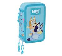 Safta BLUEY - Estuche Escolar con 36 Útiles Incluidos, Estuche Infantil, Estuche Niño, Ideal para Niños de 5 a 14 Años, Cómodo y Versátil, Calidad y Resistencia, 12.5x5.5x19.5 cm, Color Celeste