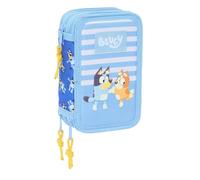Safta BLUEY Let's Play - Estuche Escolar con 37 Útiles Incluidos, Estuche Infantil, Estuche Niño, Ideal para Niños de 5 a 14 Años, Cómodo y Versátil, Calidad y Resistencia, 12.5x5.5x19.5 cm