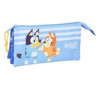 SAFTA BLUEY Let's Play - Portatodo Triple, Estuche Infantil, Estuche Niño, Ideal para Niños en Edad Escolar, Cómodo y Versátil, Calidad y Resistencia, 22x3x12 cm